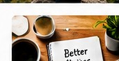 A bright workspace with a notebook and everyday essentials