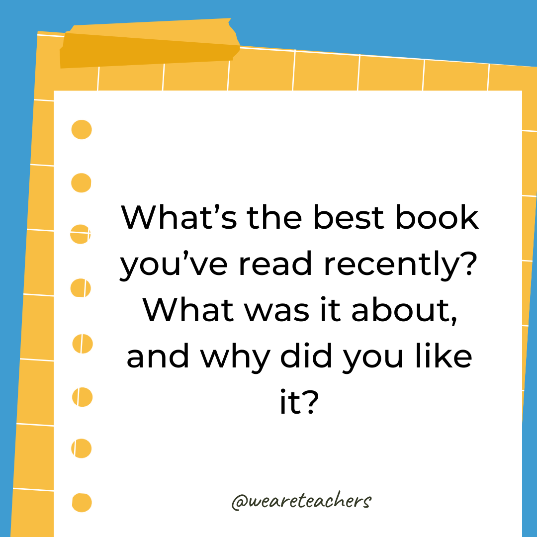What’s the best book you’ve read recently? What was it about, and why did you like it? What’s the best book you’ve read recently? What was it about, and why did you like it?- 4th grade writing prompts