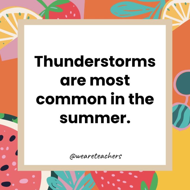 Thunderstorms are most common in the summer. Thunderstorms are most common in the summer.