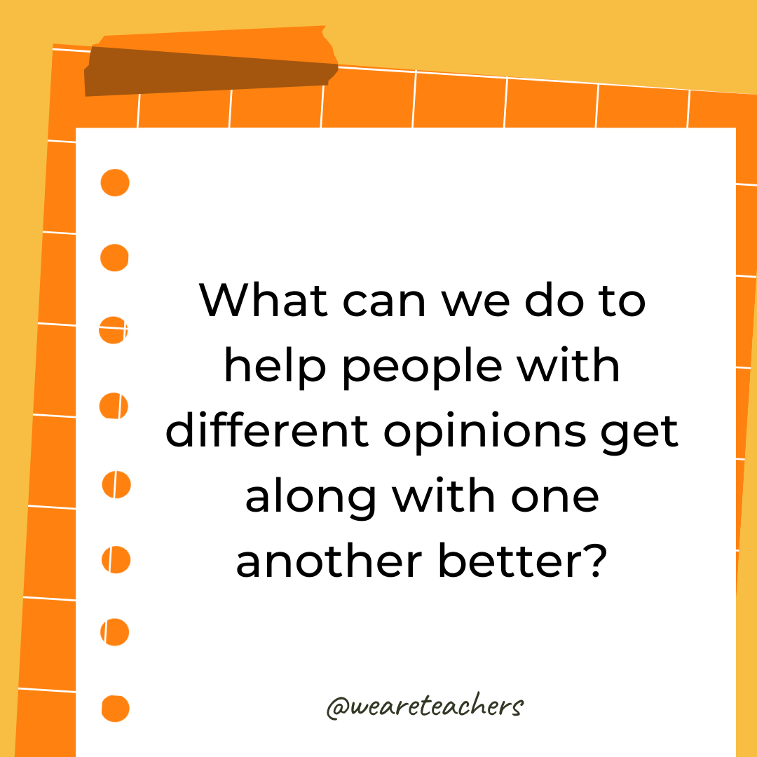 What can we do to help people with different opinions get along with one another better? What can we do to help people with different opinions get along with one another better?- 4th grade writing prompts