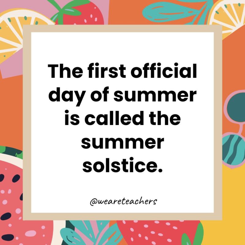 The first official day of summer is called the summer solstice. The first official day of summer is called the summer solstice.
