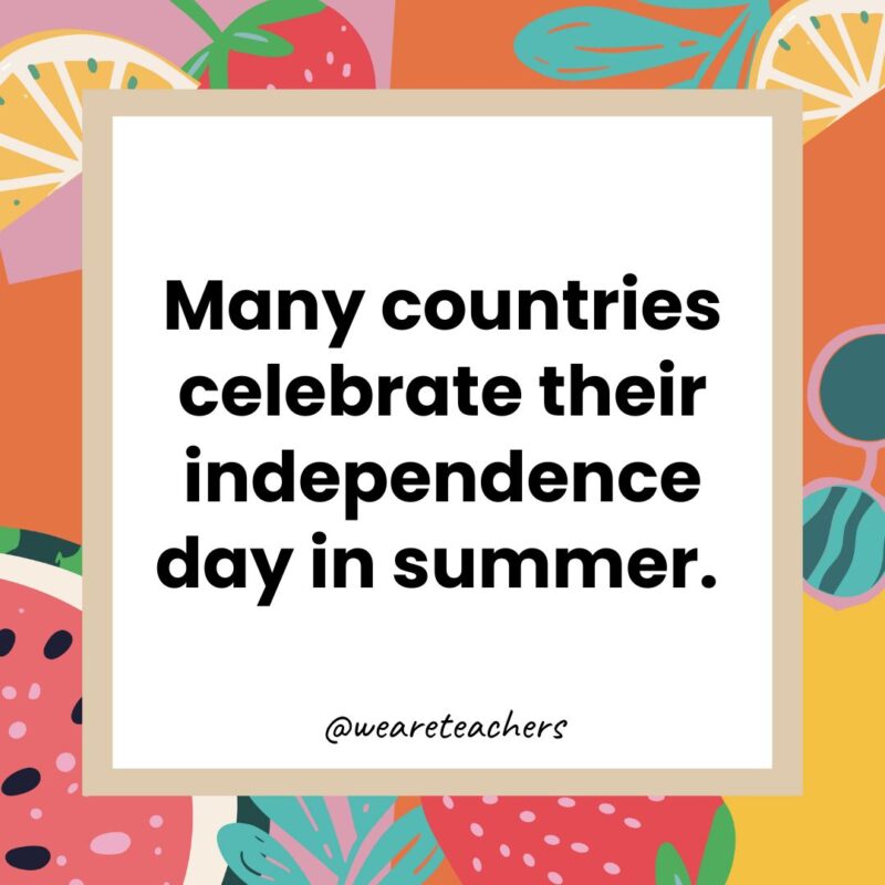 Many countries celebrate their independence day in summer. Many countries celebrate their independence day in summer.