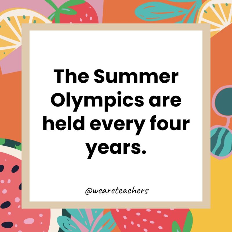 The Summer Olympics are held every four years. The Summer Olympics are held every four years.