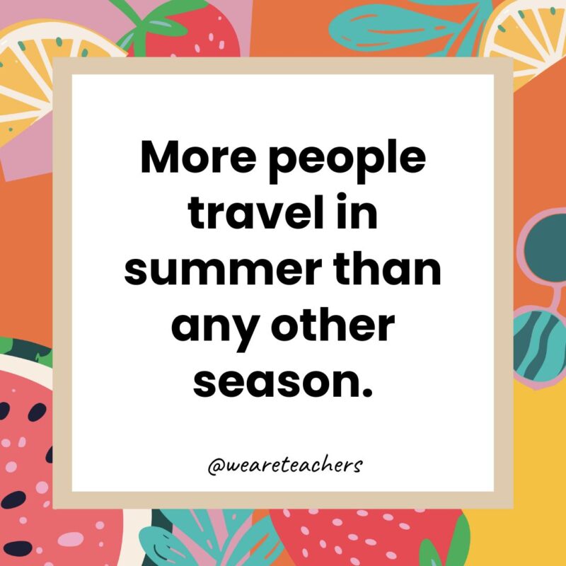 More people travel in summer than any other season. More people travel in summer than any other season.