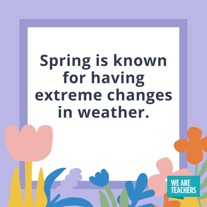 Spring is known for having extreme changes in weather. Spring is known for having extreme changes in weather.