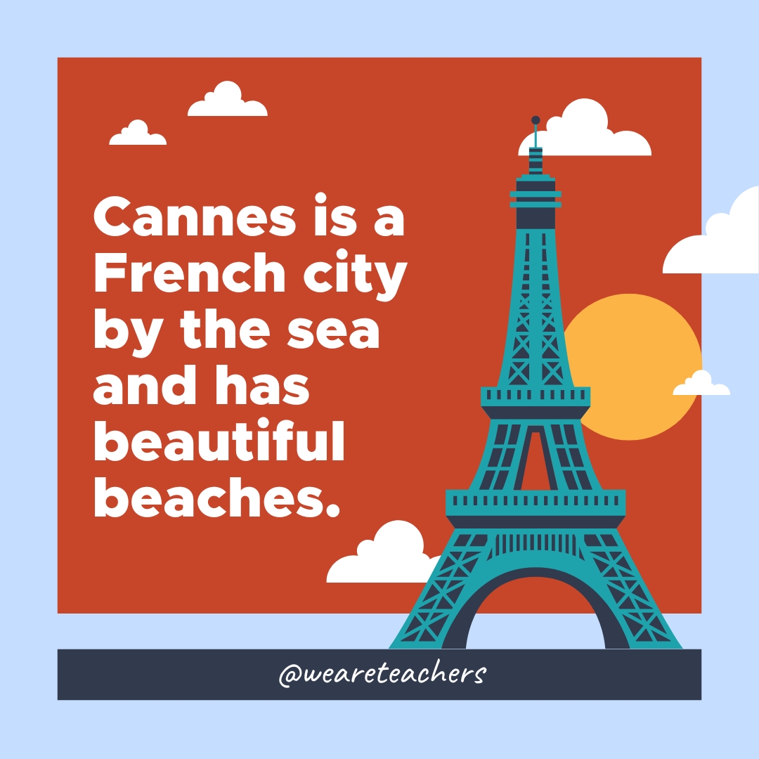 Cannes is a French city by the sea and has beautiful beaches. Cannes is a French city by the sea and has beautiful beaches. - facts about france