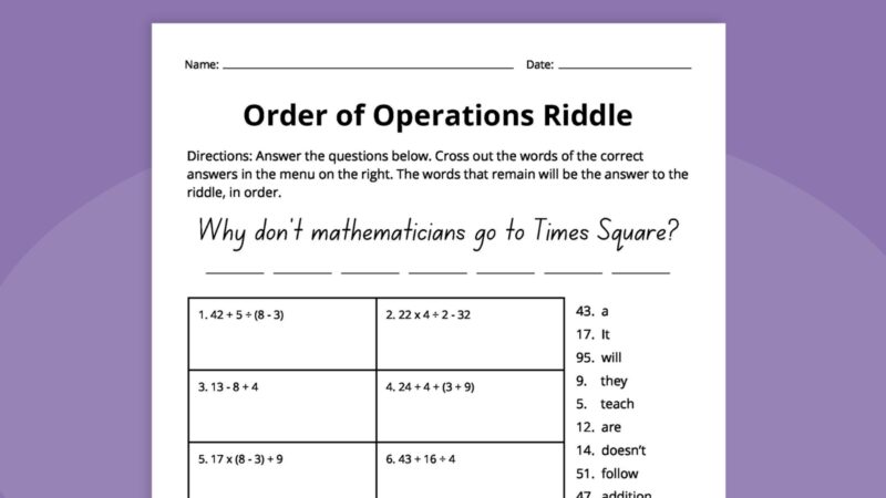 Order of Operations Riddle