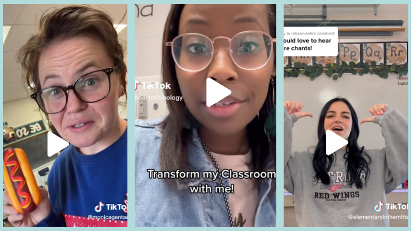 3 screenshots from Class Student Engagement Teacher TikTok Spring Slump Videos