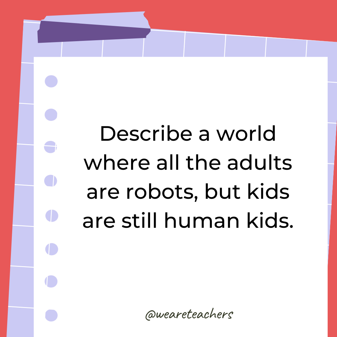 Describe a world where all the adults are robots, but kids are still human kids. Describe a world where all the adults are robots, but kids are still human kids.