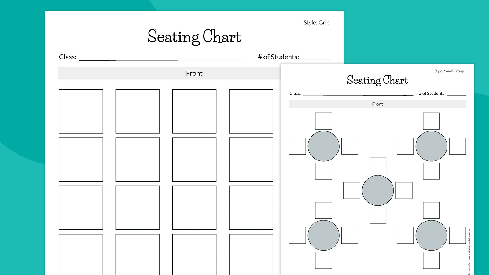 Printable classroom seating charts.