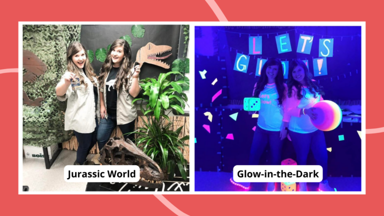 Jurassic World and glow-in-the-dark classroom themes.