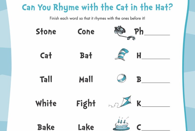 Seuss rhyming worksheet