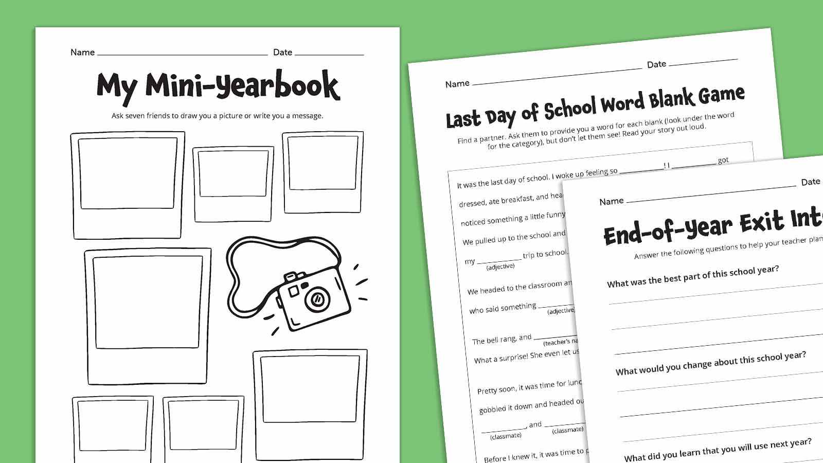 End of Year Bundle Image 2 Flat lays of Last Day of School bundle