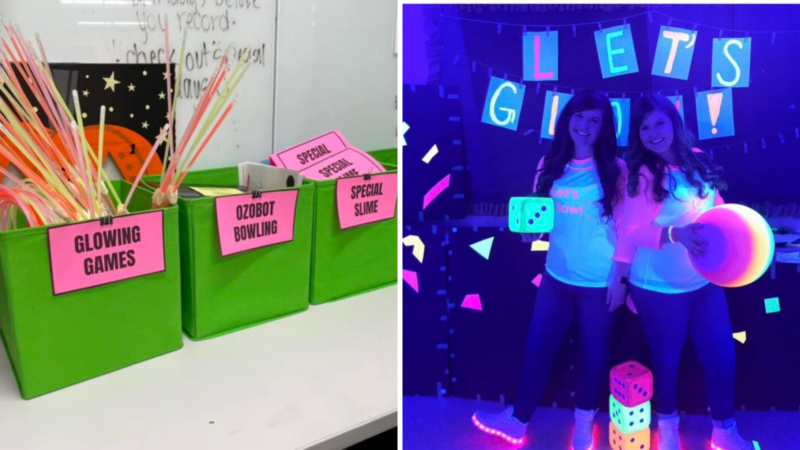 Classroom theme featuring glow-in-the-dark décor.
