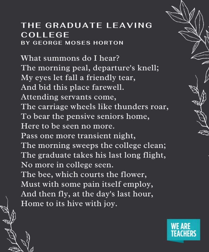 Graduation Poems – The Graduate Leaving College Graduation Poems - The Graduate Leaving College by George Moses Horton