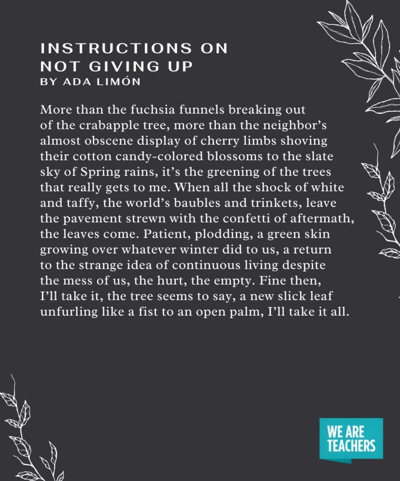 Graduation Poems – Instructions on Not Giving Up Graduation Poems - Instructions on Not Giving Up by Ada Limón