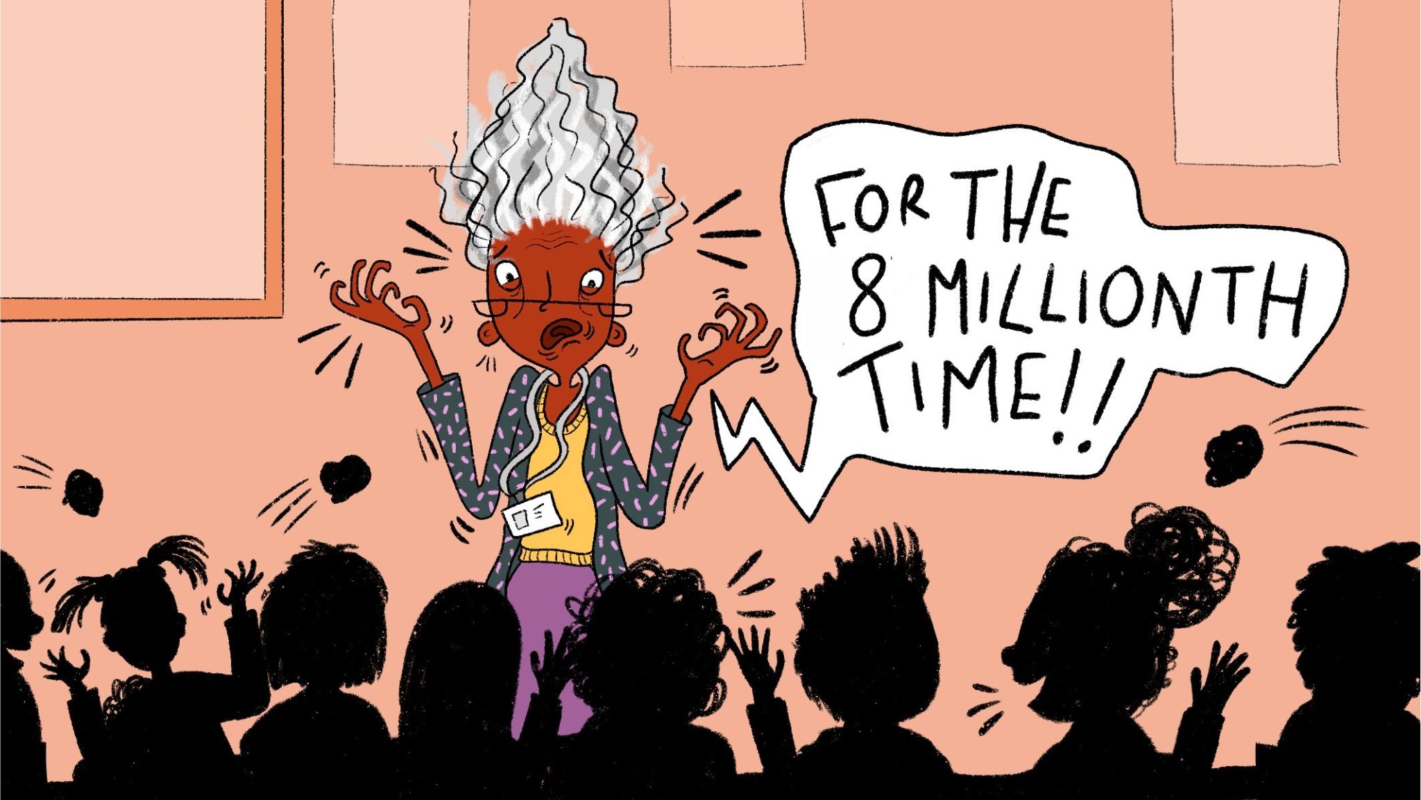 Illustration of teacher whose students wont follow directions