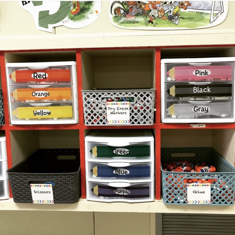 color-coding boxes color coded for crayons