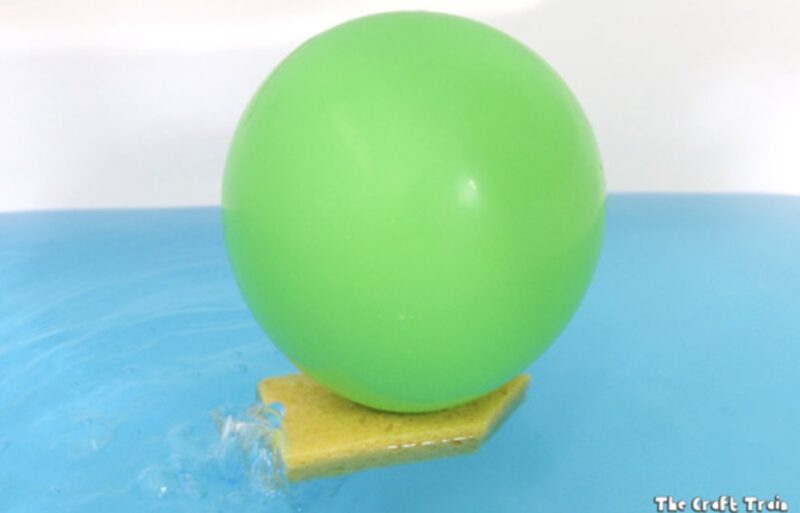 sponge-boat balloon on a sponge on water for a sponge boat water activity