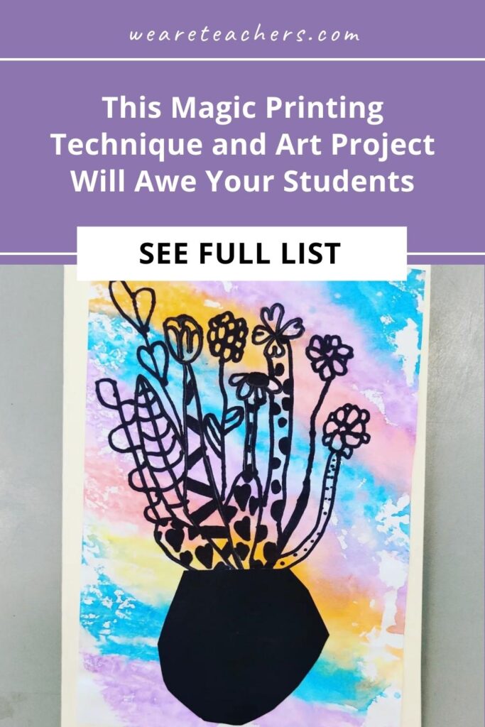 If you want an art project students will remember, check out this foil printing technique where you transfer the color onto your art.