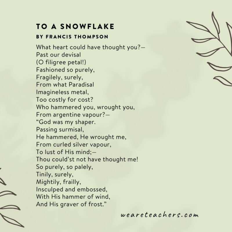Nature-Poems-11 To a Snowflake by Francis Thompson