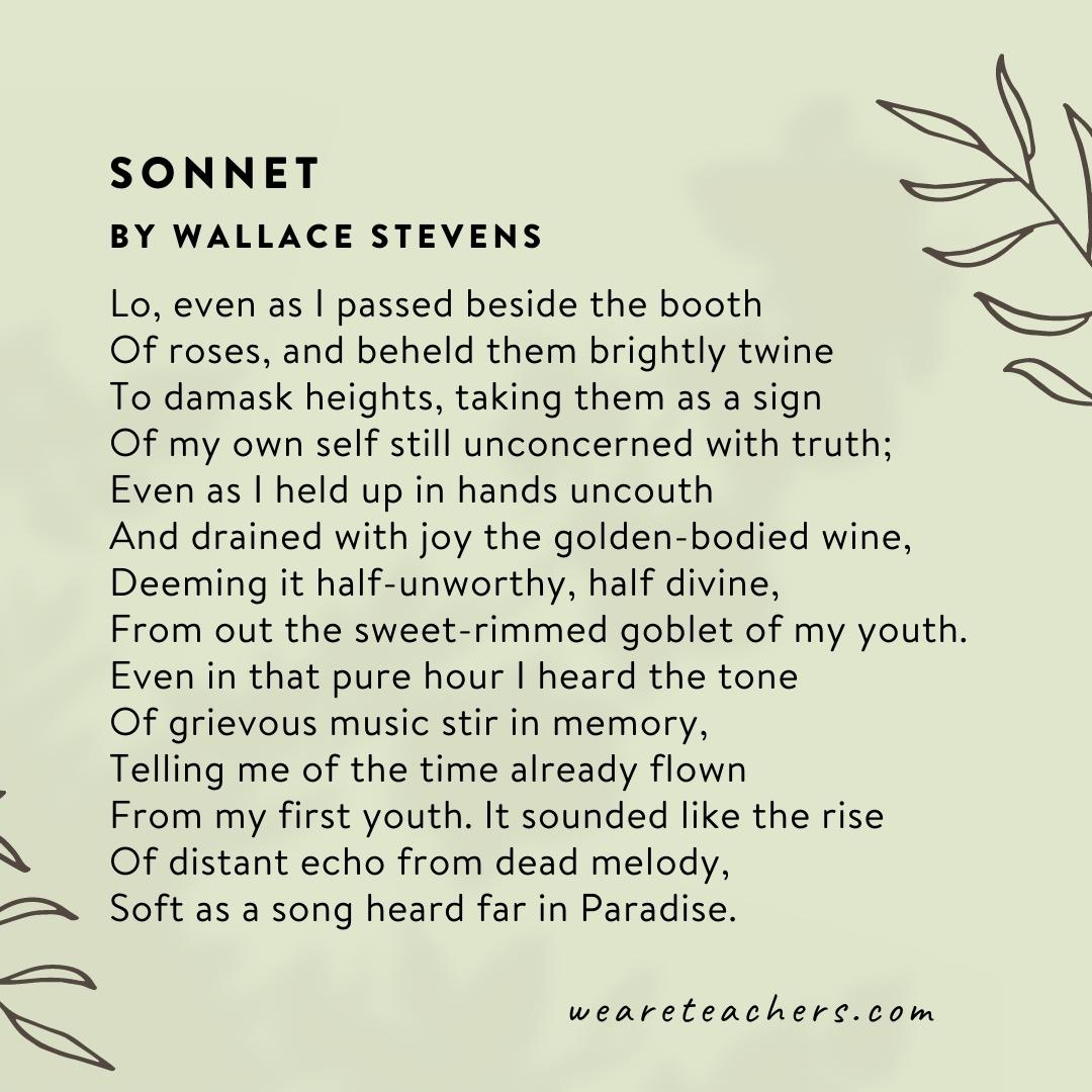 Nature Poems 9 Sonnet by Wallace Stevens - poems about nature