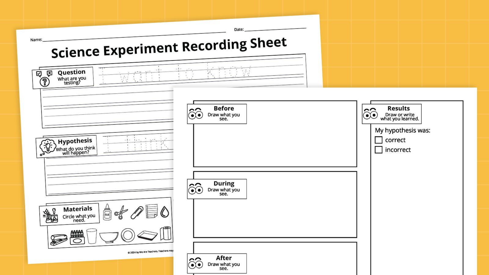 Preschool Science Experiments Science Experiment Recording Sheet for Preschoolers