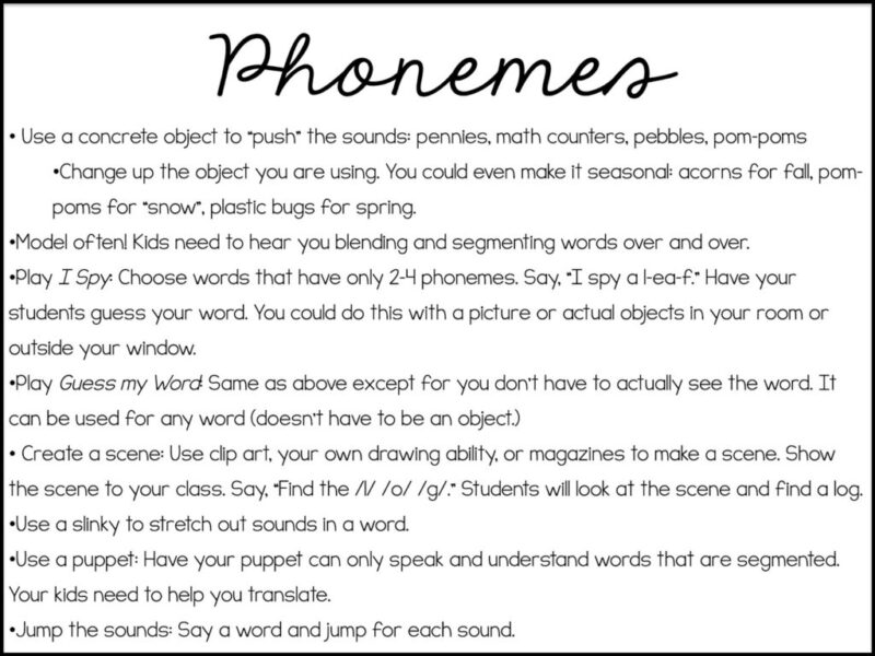 Quick phonemic awareness activities Example of fun phonemic awareness activities to incorporate