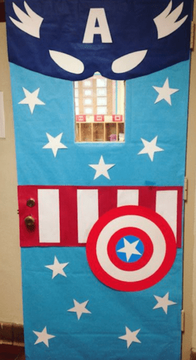 Door with Captain America design