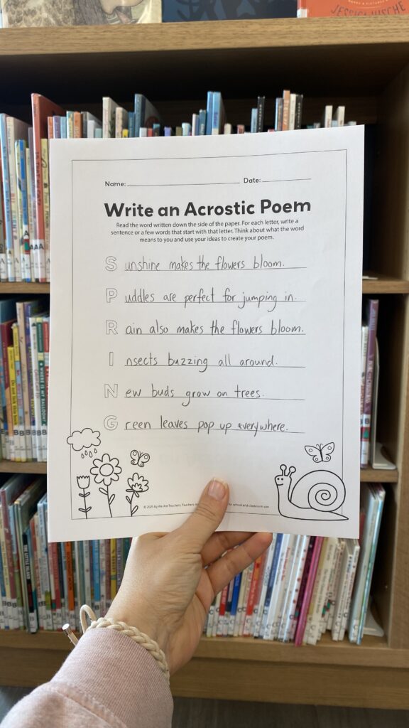 Spring acrostic poem