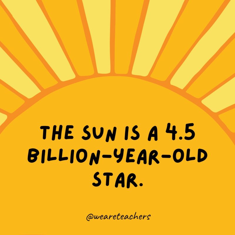 The sun is a 4.5 billion-year-old star. Facts about the sun: The sun is a 4.5 billion-year-old star.
