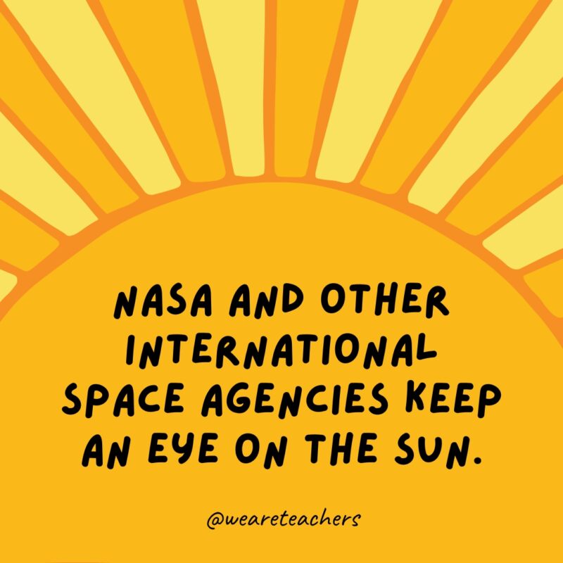 NASA and other international space agencies keep an eye on the sun. Facts about the sun: NASA and other international space agencies keep an eye on the sun.