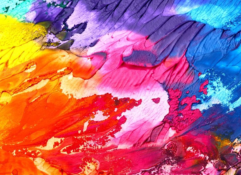 Picture Prompts: Abstract Art Closeup of splotches of colorful paint
