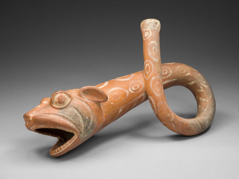 Coiled Trumpet in the Form of a Snarling Feline Face (c. 100 BCE to 500 CE) Coiled Trumpet in the Form of a Snarling Feline Face (c. 100 BCE to 500 CE)