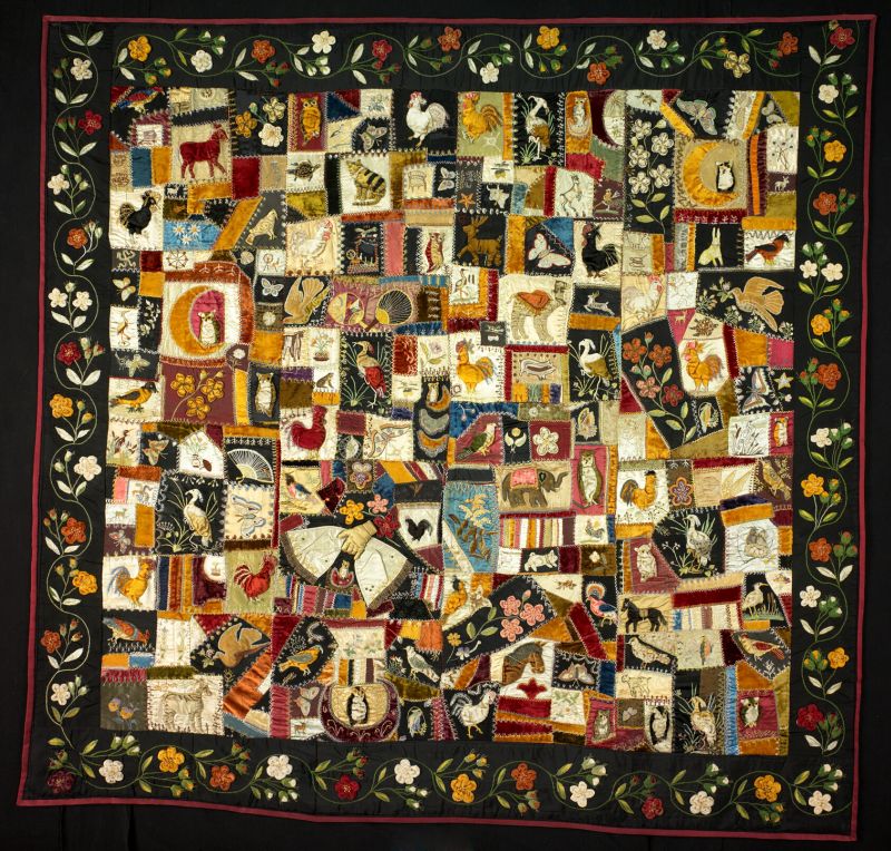 Crazy Quilt with Animals by Florence Elizabeth Marvin Crazy Quilt with Animals by Florence Elizabeth Marvin