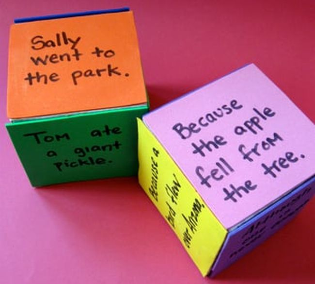 Dollar Store Hacks: Poetry Dice Dry erase dice with various sentences written on each side