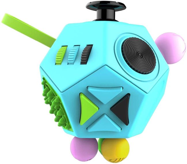 Fidget Toys: Dodecahedron 12-sided fidget toy with various buttons to push