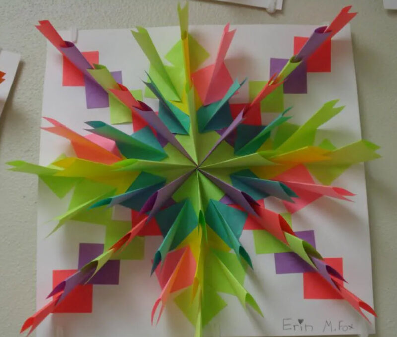 Radial Relief Designs A radial relief design made of colorful paper