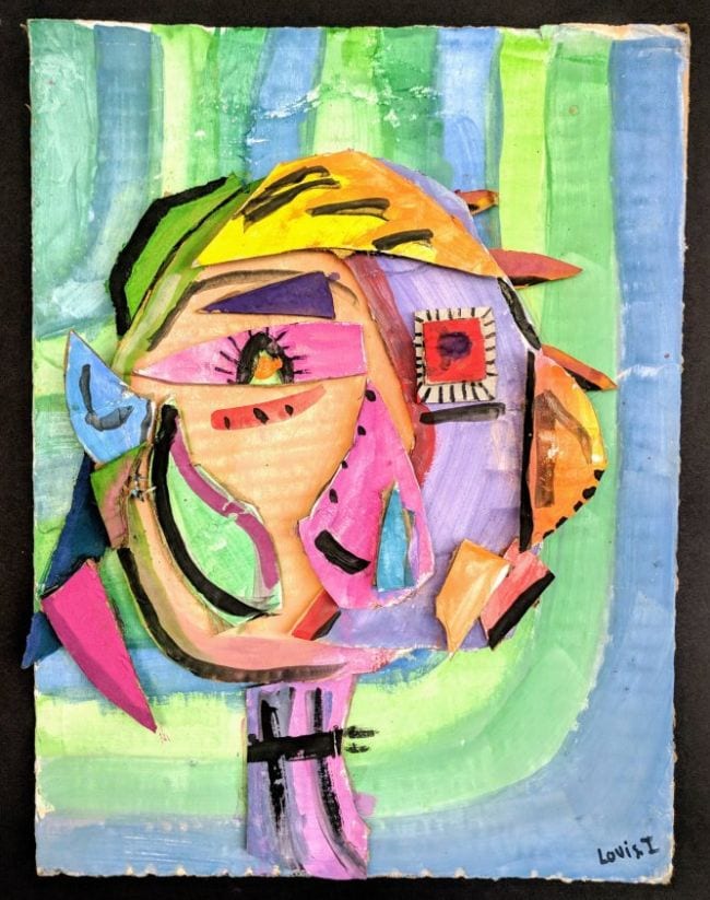Fifth Grade Art Picasso Relief Portraits Picasso-style portrait of a girl made with pieces of colorful cardboard