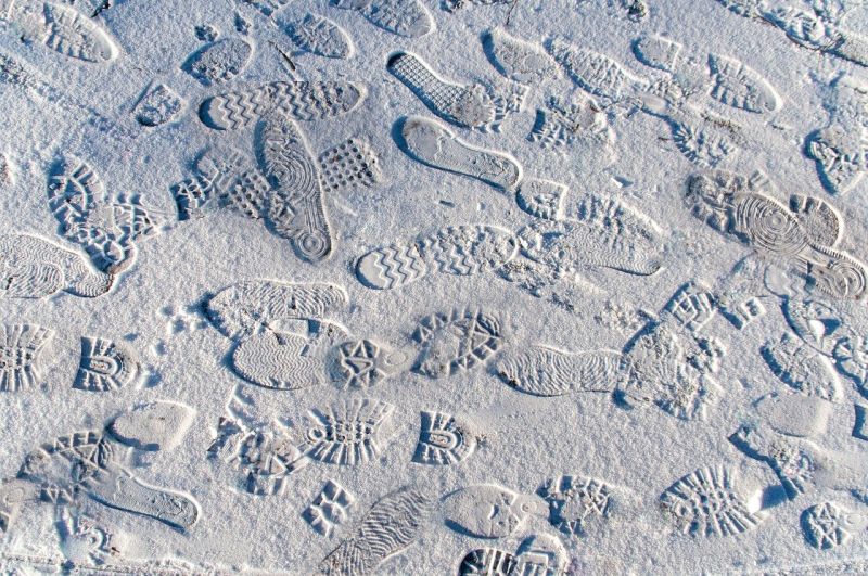 Picture Prompts: Snowy Footprints A series of random footprints in the snow