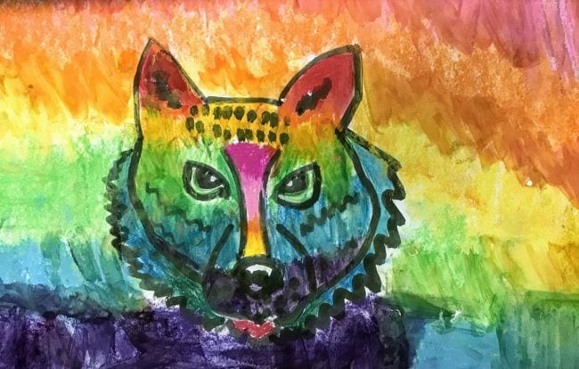Fourth Grade Art Dean Russo Tigers Boldly drawn tiger head with a rainbow background (Fourth Grade Art Projects)