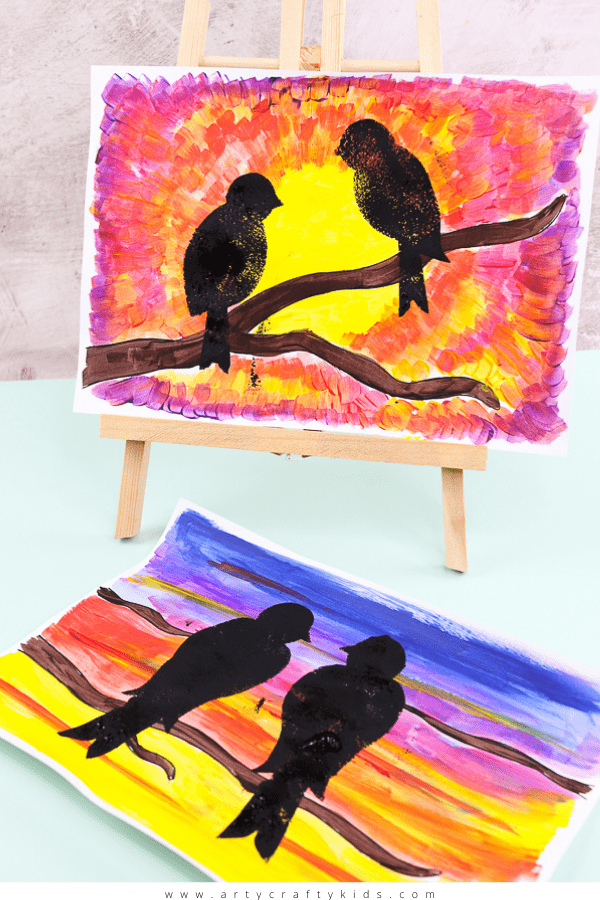 50 Inspiring Fourth Grade Art Projects for Creative Kids Create bird silhouette art