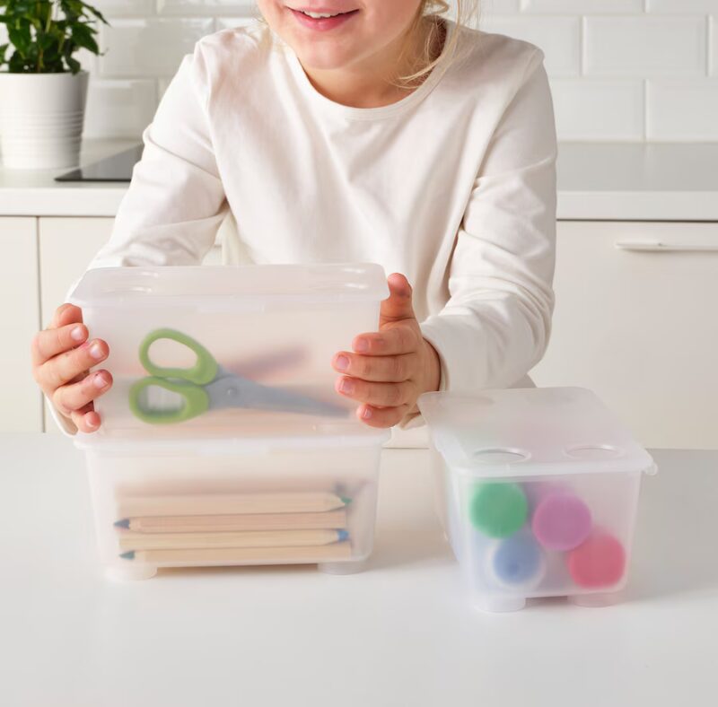 50 Ikea Classroom Ideas for Your Next Shopping Trip Ikea classroom ideas: pink and turquoise boxes with lids for storing school supplies
