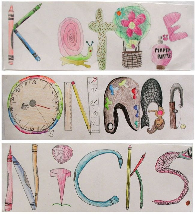 name-art A fifth grade art project featuring students' names