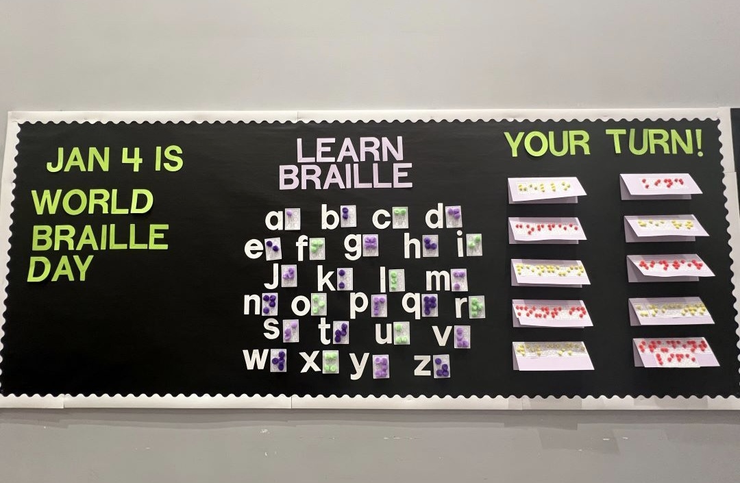 Interactive Bulletin Boards: Braille Interactive bulletin board teaching people Braille letters