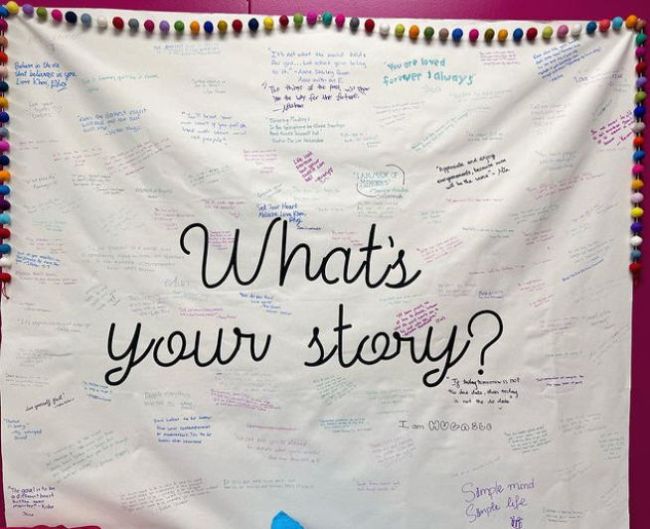 Interactive Bulletin Boards: What’s Your Story What's Your Story bulletin board where students have written their own small stories onto the board