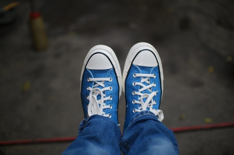 Picture Prompts: New Shoes A pair of light blue Converse sneakers