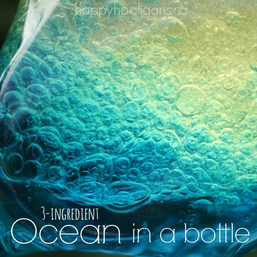 ocean-bottle Bubbly water in shades of blue and green with the caption "Ocean in a Bottle"