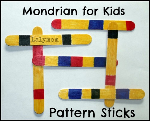 Pattern Sticks Popsicle sticks are shown decorated and arranged in a pattern.