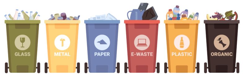 people garbage sorting set
